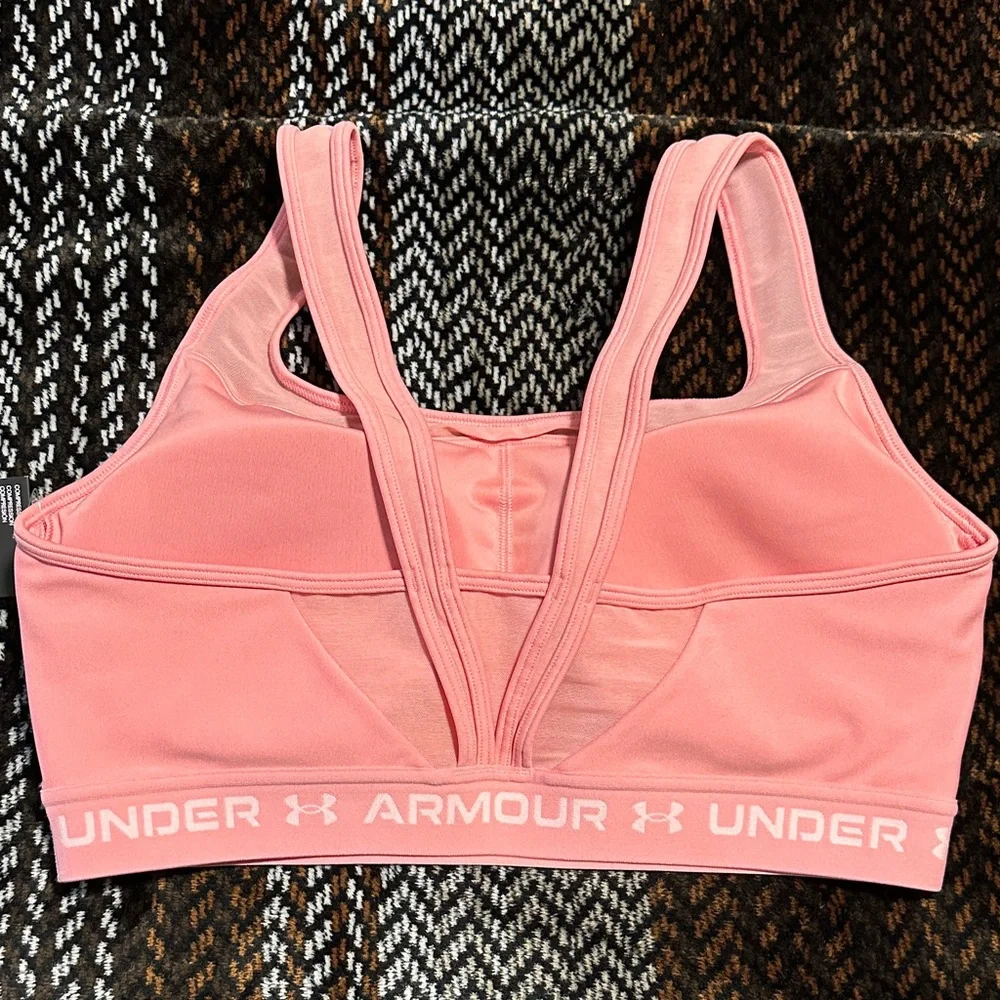 Under Armour Pink Sports Bra w/ Mesh Paneling - Picture 2 of 4